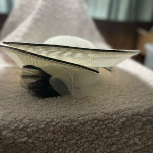 Elegant Cream and Black Wide-Brim Hat